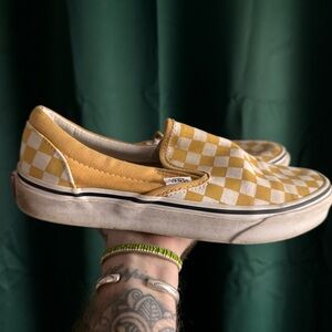 vans mustard yellow checkered vans size 8.5